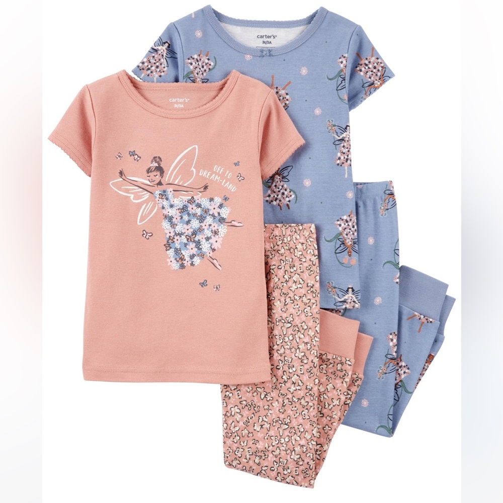 4-Piece Fairy 100% Snug Fit Cotton PJs